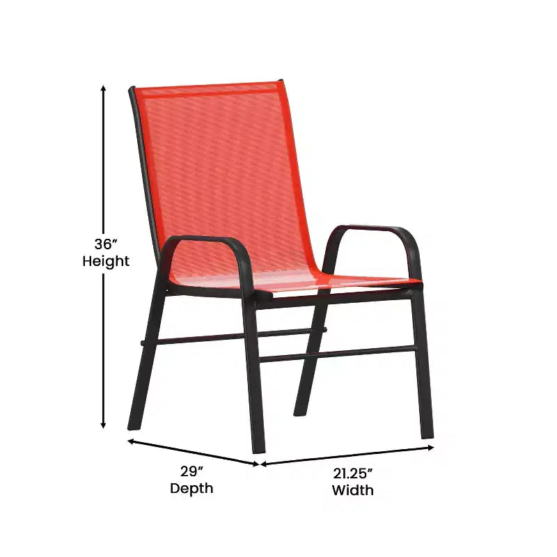 Flash Furniture Brazos 7 Piece Commercial Grade Patio Dining Set with Tempered Glass Patio Table and 6 Chairs with Flex Comfort Material Seats and Backs