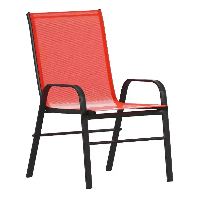 Flash Furniture Brazos 7 Piece Commercial Grade Patio Dining Set with Tempered Glass Patio Table and 6 Chairs with Flex Comfort Material Seats and Backs
