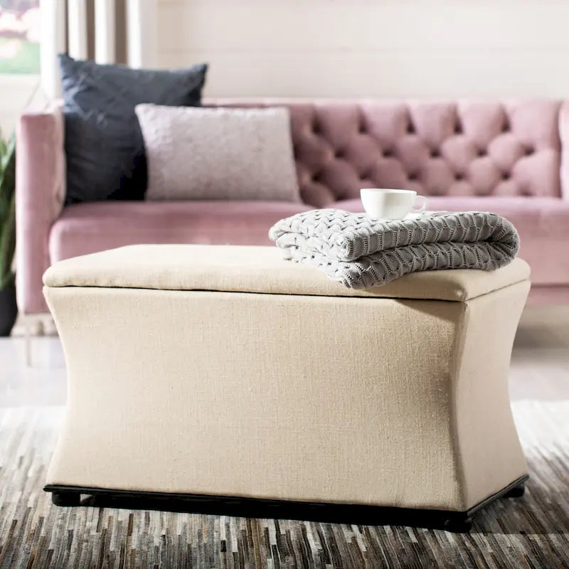 Cream Linen Storage Bench - 36 W x 19 D x 21 H