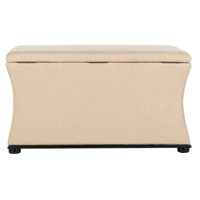 Banc de rangement en lin crème - 36 L x 19 P x 21 H