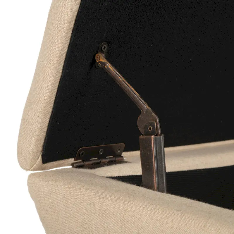 Banc de rangement en lin crème - 36 L x 19 P x 21 H