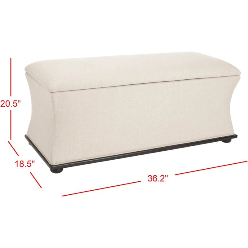 Banc de rangement en lin crème - 36 L x 19 P x 21 H