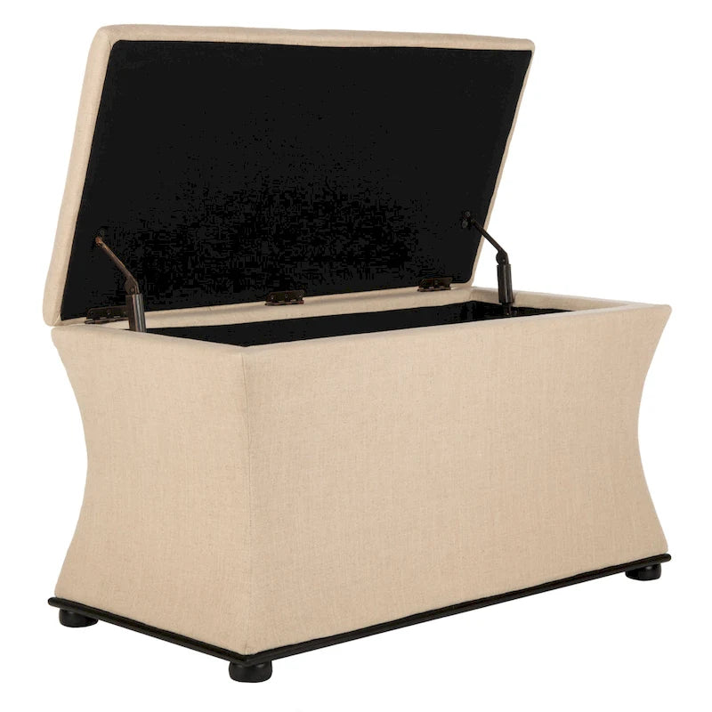 Banc de rangement en lin crème - 36 L x 19 P x 21 H