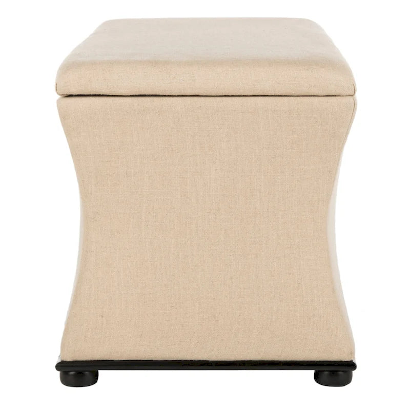 Banc de rangement en lin crème - 36 L x 19 P x 21 H