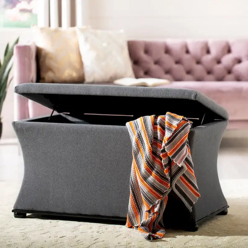 Banc de rangement en lin crème - 36 L x 19 P x 21 H