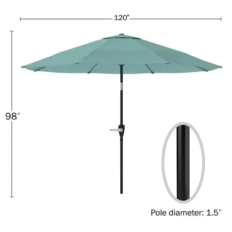 Alaterre Furniture 8pc Outdoor Patio Dining Set, Weston Table with 10' Auto Tilt Umbrella