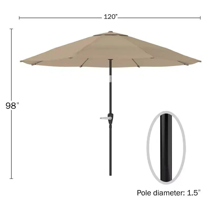 Alaterre Furniture 6pc Outdoor Patio Dining Set, Okemo Table with 10' Auto Tilt Umbrella