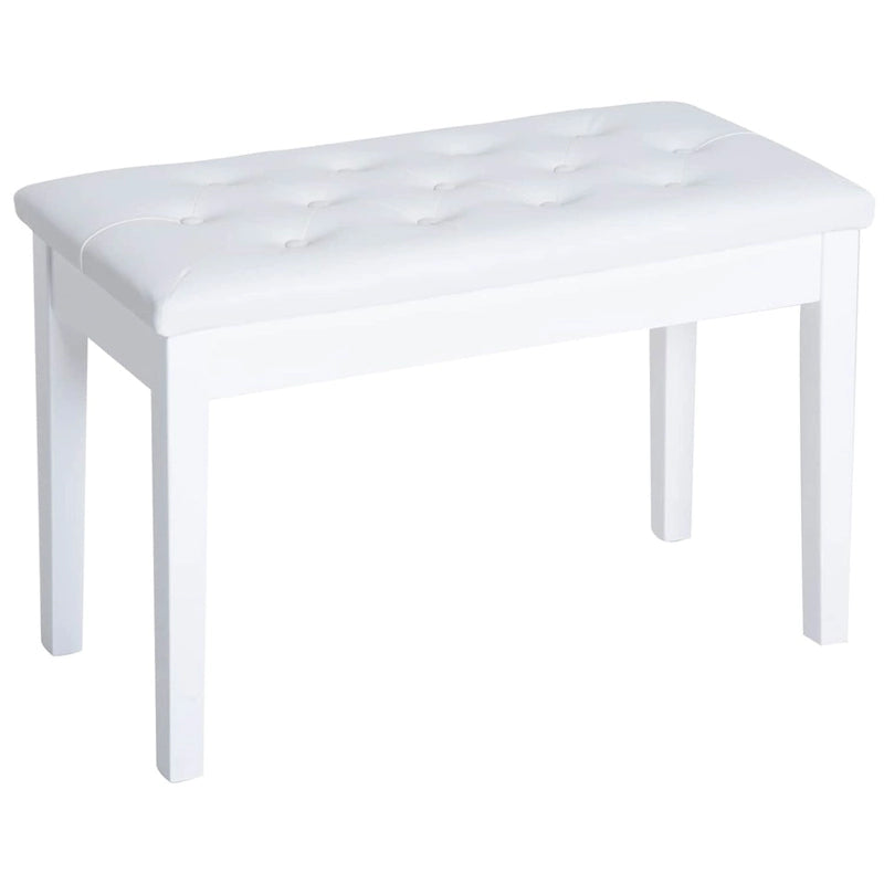 Banc de piano 2 places en similicuir rembourré, en bouleau blanc laqué, style champêtre traditionnel