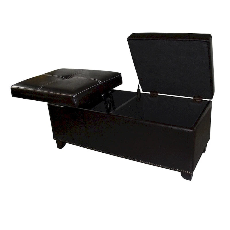 Banc de rangement et table basse relevable en similicuir de 38 cm