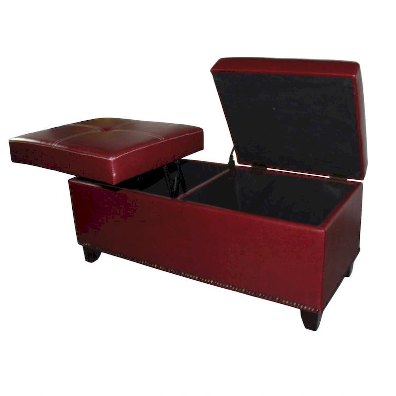 Banc de rangement et table basse relevable en similicuir de 38 cm