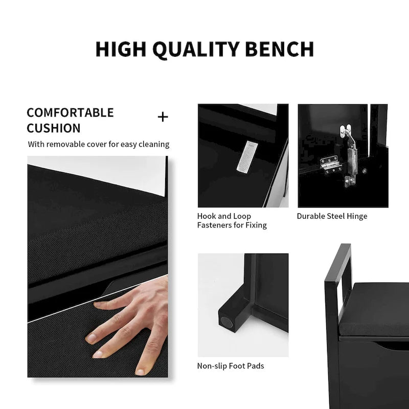 Banc de rangement à chaussures en bois pour entrée, chambre et salon