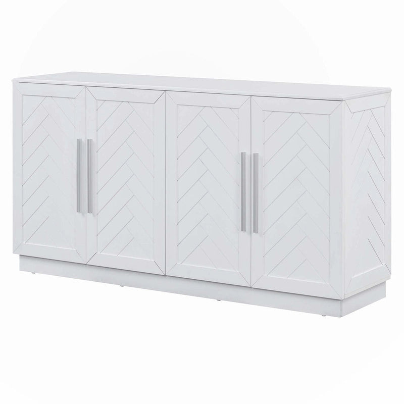 Buffet 4 Portes, Grand Espace de Rangement avec Étagères Réglables