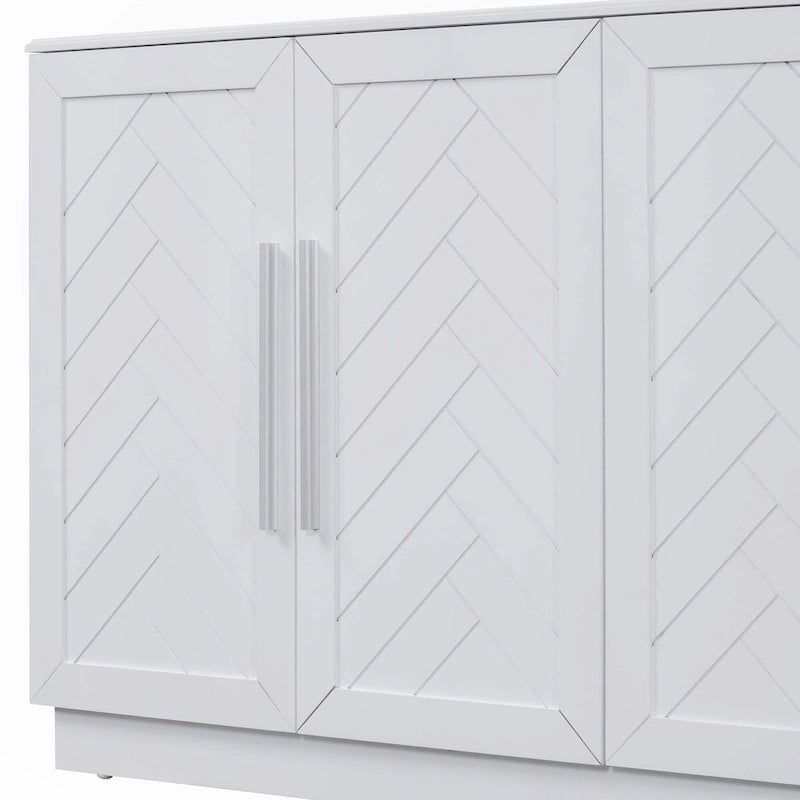 Buffet 4 Portes, Grand Espace de Rangement avec Étagères Réglables