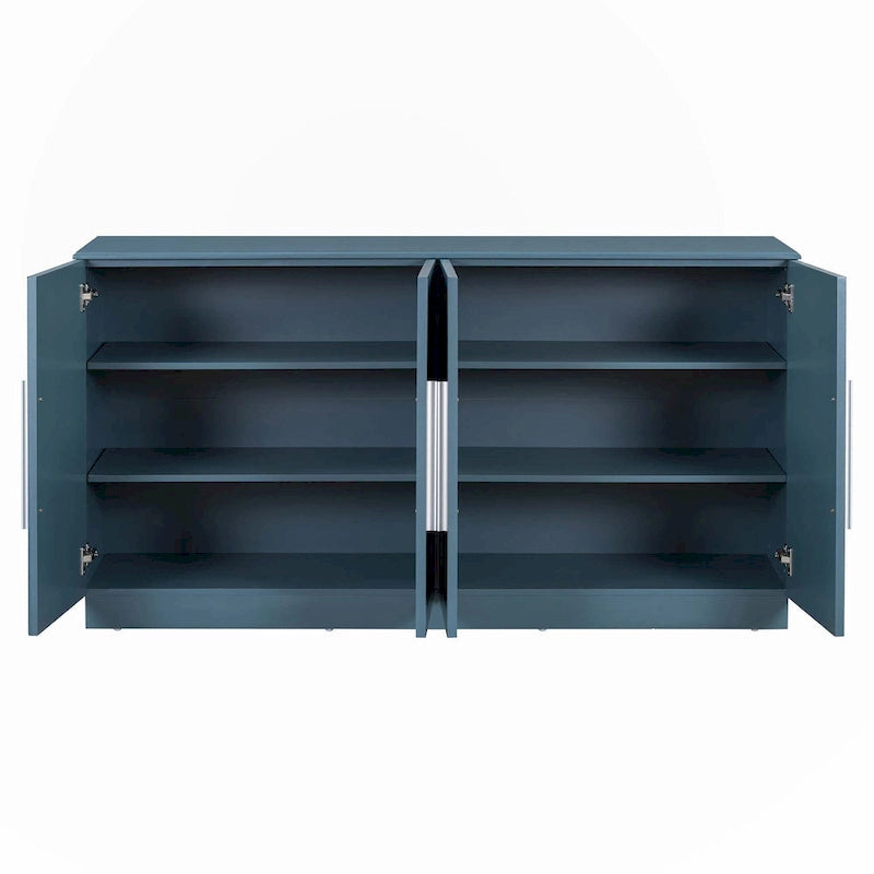 Buffet 4 Portes, Grand Espace de Rangement avec Étagères Réglables
