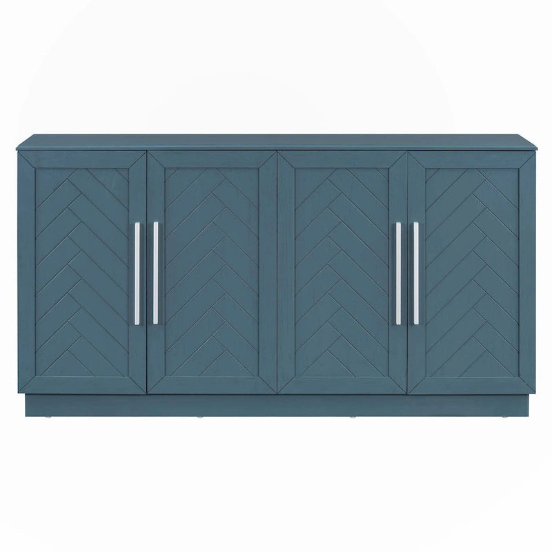 Buffet 4 Portes, Grand Espace de Rangement avec Étagères Réglables
