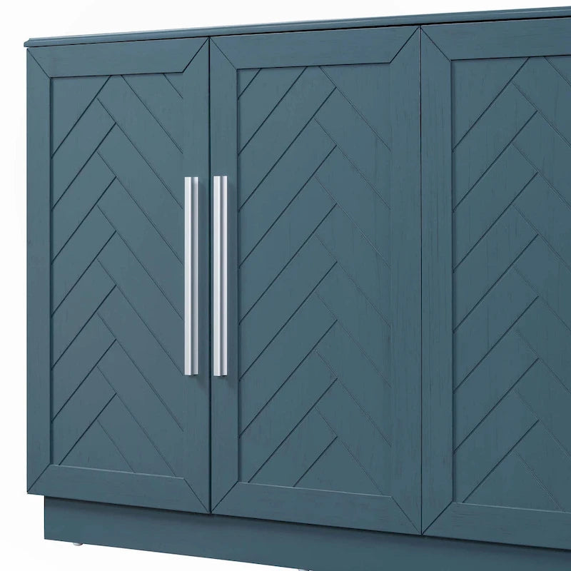 Buffet 4 Portes, Grand Espace de Rangement avec Étagères Réglables