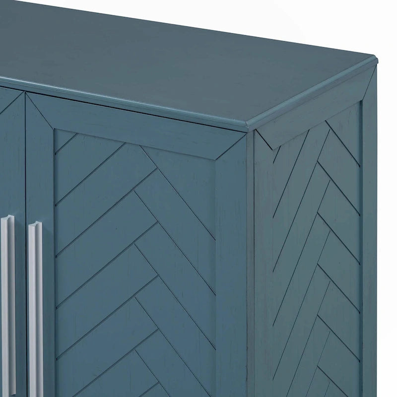 Buffet 4 Portes, Grand Espace de Rangement avec Étagères Réglables