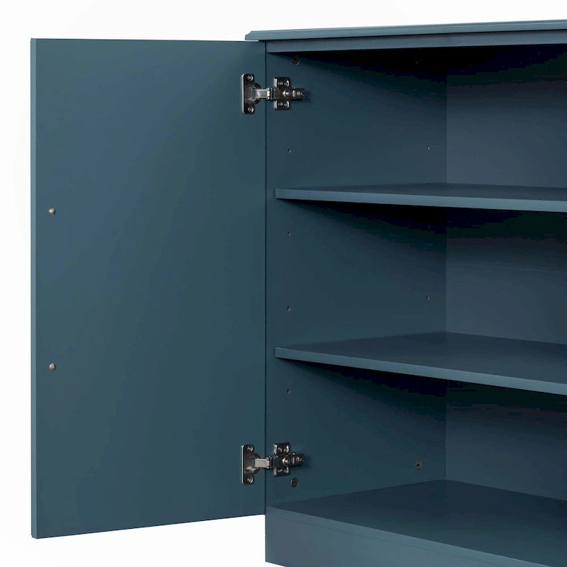 Buffet 4 Portes, Grand Espace de Rangement avec Étagères Réglables