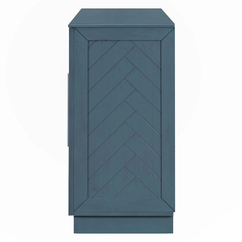 Buffet 4 Portes, Grand Espace de Rangement avec Étagères Réglables