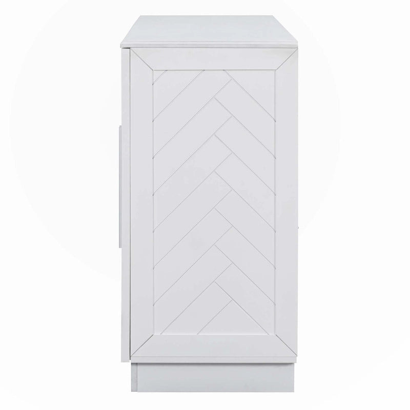 Buffet 4 Portes, Grand Espace de Rangement avec Étagères Réglables
