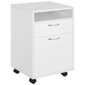 Meuble de rangement mobile avec tiroir et placard, support d'imprimante à roulettes, blanc