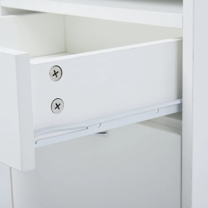 Meuble de rangement mobile avec tiroir et placard, support d'imprimante à roulettes, blanc