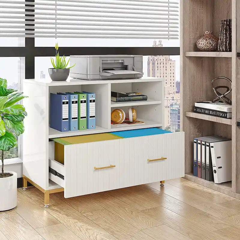 File Cabinet with Drawer, Letter/Letter/A4 Size, Adjustable Rod