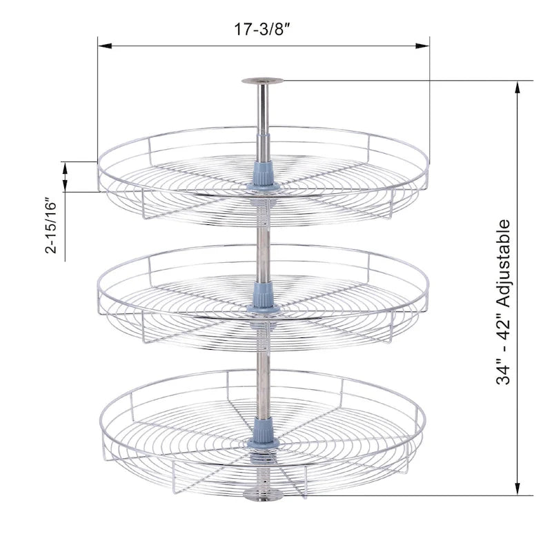 Plateau tournant 18 po de diamètre - Acier inoxydable triple niveau rotatif à 360 degrés