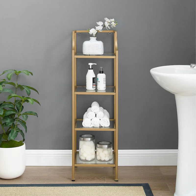 Étagère courte avec tablettes en verre trempé – 12,5 l x 12,5 P x 40 H
