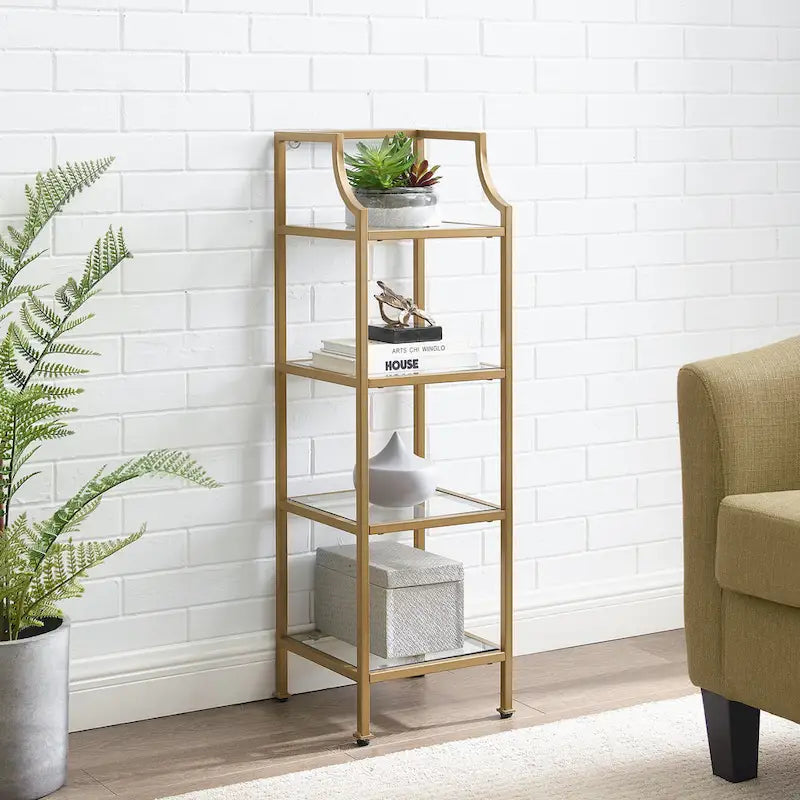 Étagère courte avec tablettes en verre trempé – 12,5 l x 12,5 P x 40 H