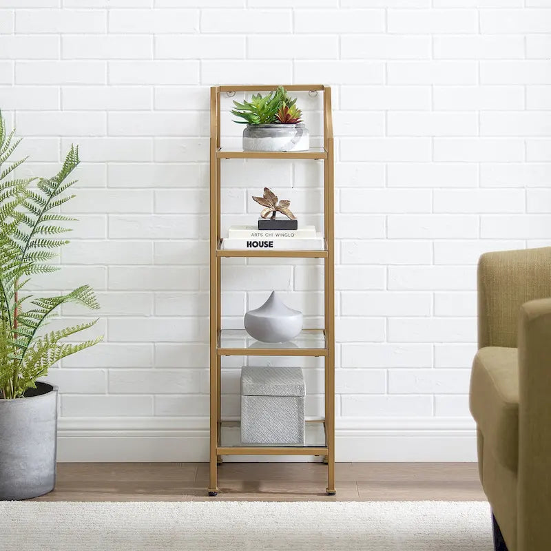 Étagère courte avec tablettes en verre trempé – 12,5 l x 12,5 P x 40 H