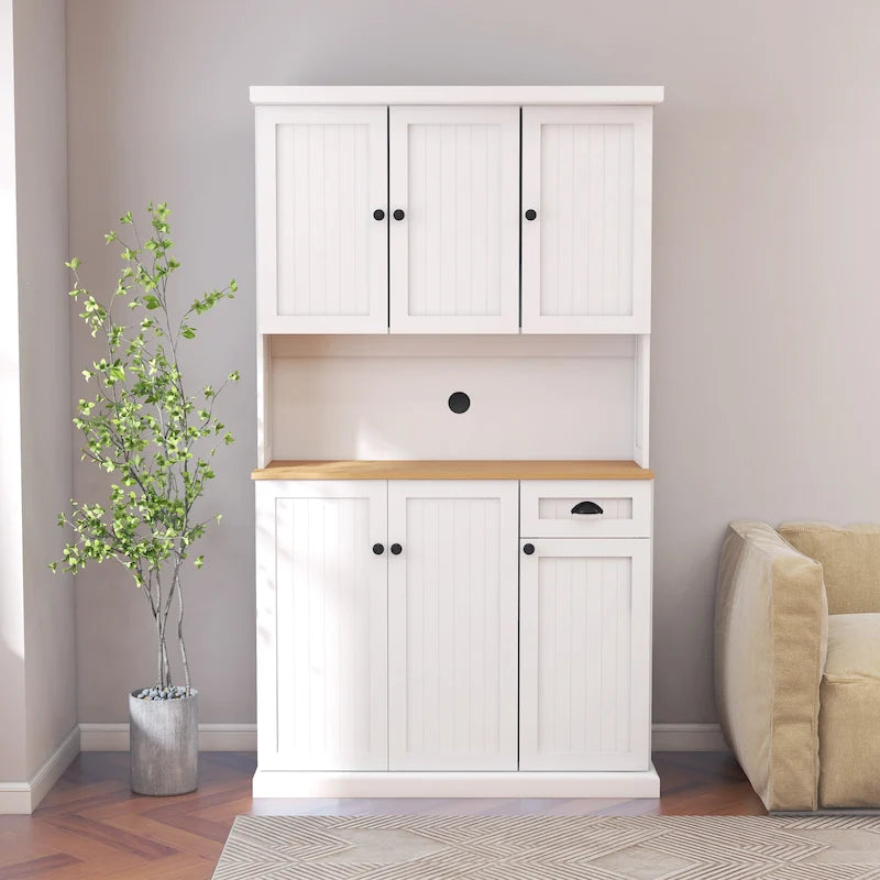 Buffet de salle à manger avec huche, Armoire de rangement de cuisine avec étagères réglables
