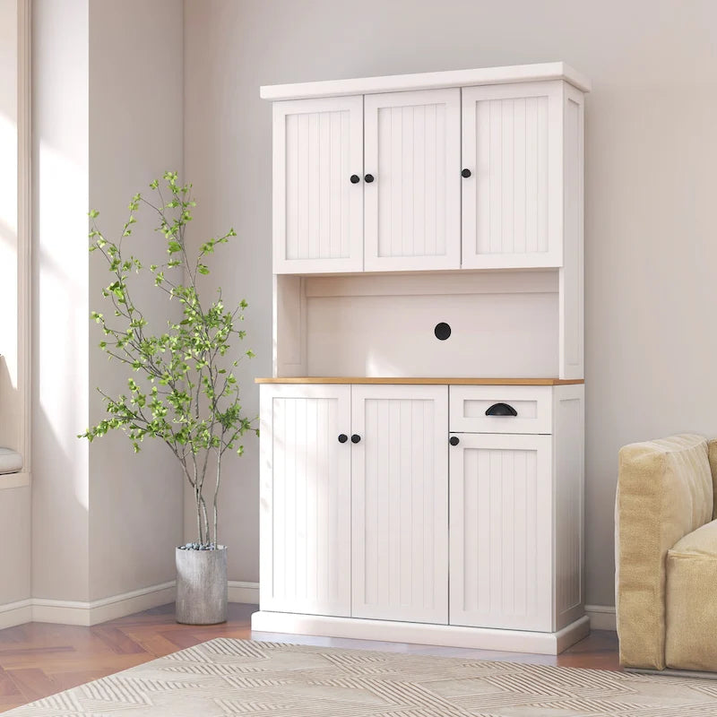 Buffet de salle à manger avec huche, Armoire de rangement de cuisine avec étagères réglables