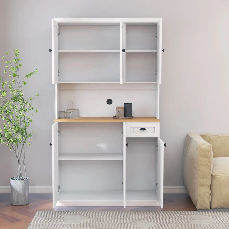 Buffet de salle à manger avec huche, Armoire de rangement de cuisine avec étagères réglables