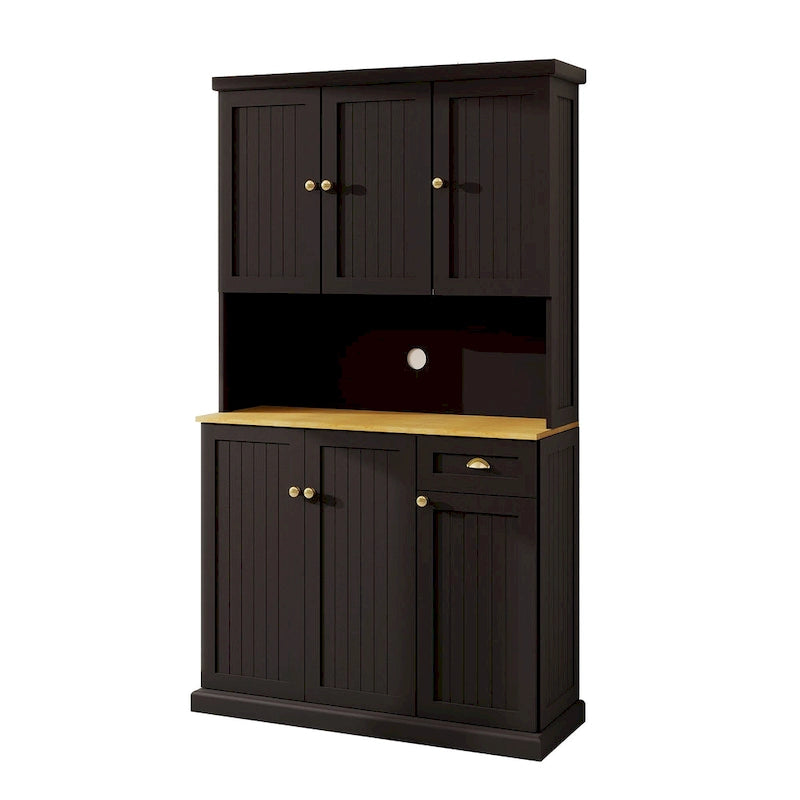 Buffet de salle à manger avec huche, Armoire de rangement de cuisine avec étagères réglables
