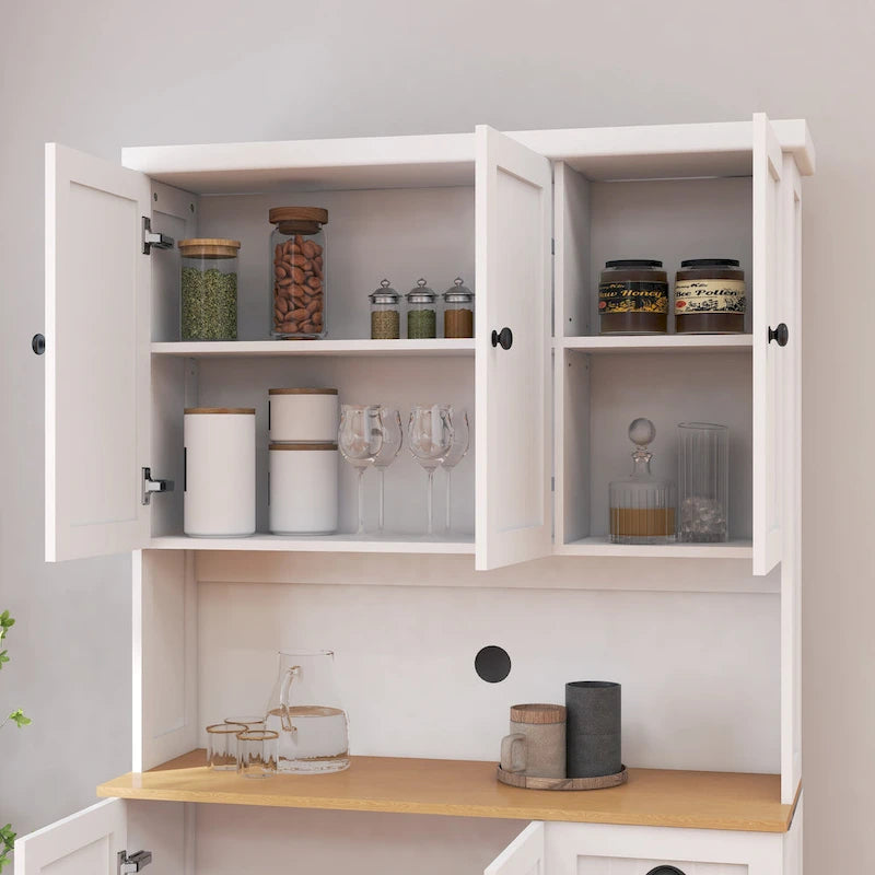 Buffet de salle à manger avec huche, Armoire de rangement de cuisine avec étagères réglables