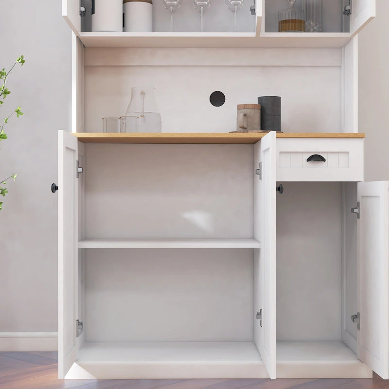Buffet de salle à manger avec huche, Armoire de rangement de cuisine avec étagères réglables