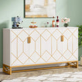 Buffet en or blanc avec rangement, buffet de cuisine