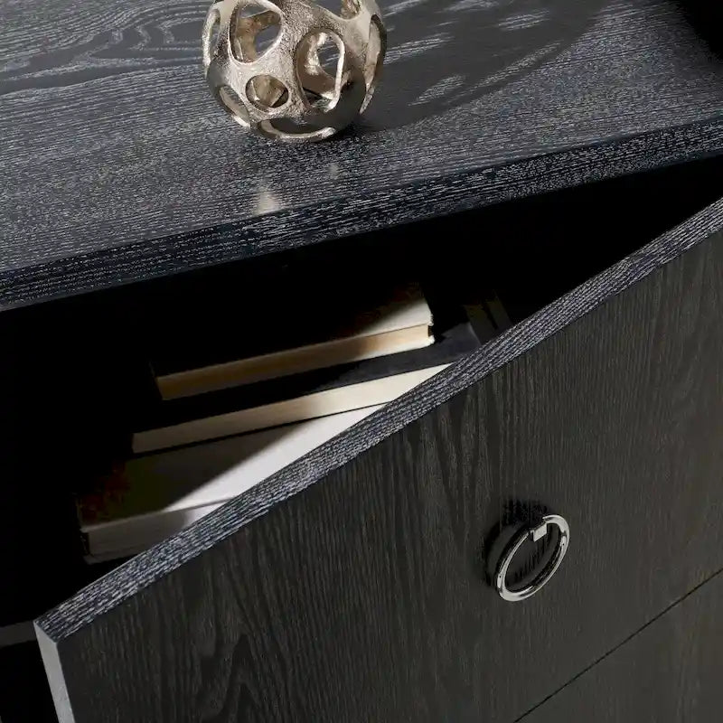 Commode laquée blanc et or - 24 L x 18 P x 26 H