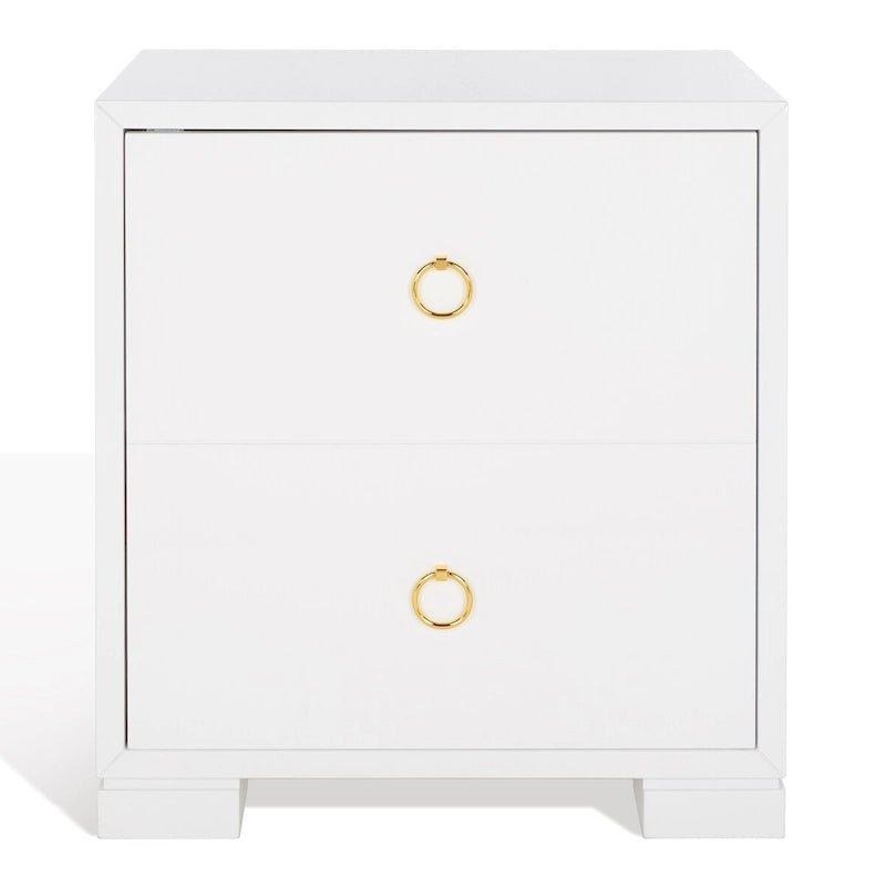 Commode laquée blanc et or - 24 L x 18 P x 26 H