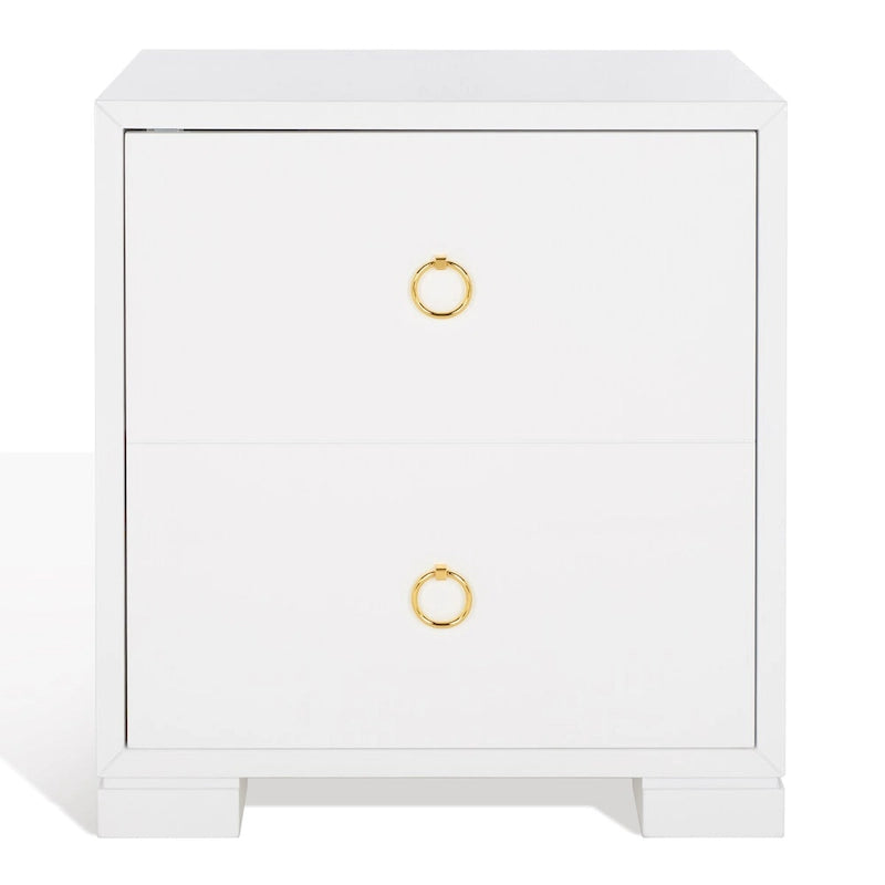 Commode laquée blanc et or - 24 L x 18 P x 26 H