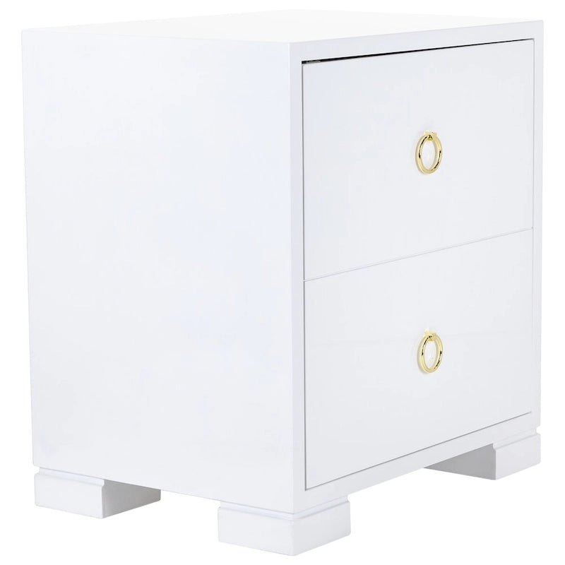 Commode laquée blanc et or - 24 L x 18 P x 26 H