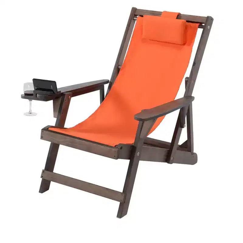 Jiallo Romantic Collection Canvas Sling Chair with Cup and Wine Holder and Ottoman (Set of 4)