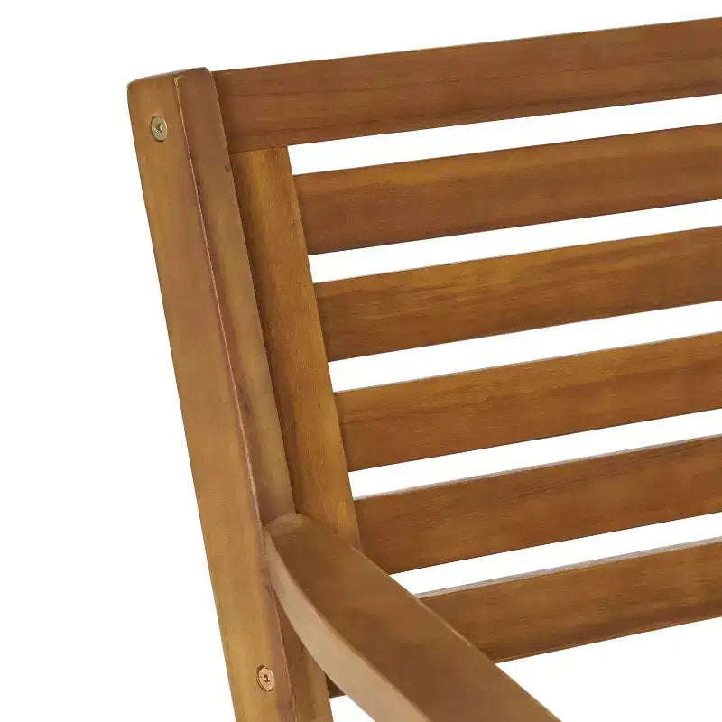 GDFStudio Baia Outdoor Acacia Wood 5 Piece Dining Set with Cushion, Teak/Cream