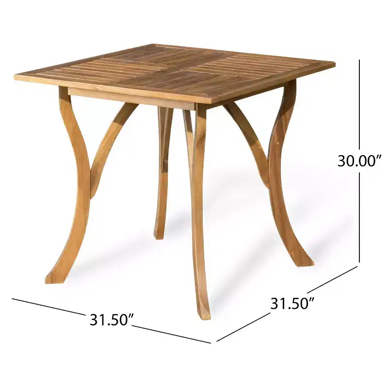 GDFStudio Baia Outdoor Acacia Wood 5 Piece Dining Set with Cushion, Teak/Cream