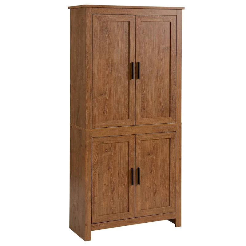 Garde-manger de cuisine autoportant de 162,5 cm à 4 portes avec 3 étagères réglables