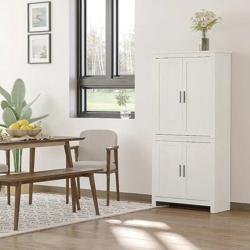 Garde-manger de cuisine autoportant de 162,5 cm à 4 portes avec 3 étagères réglables
