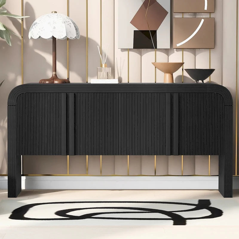 Meuble de rangement moderne à 4 portes en bois pour salon, entrée et couloir