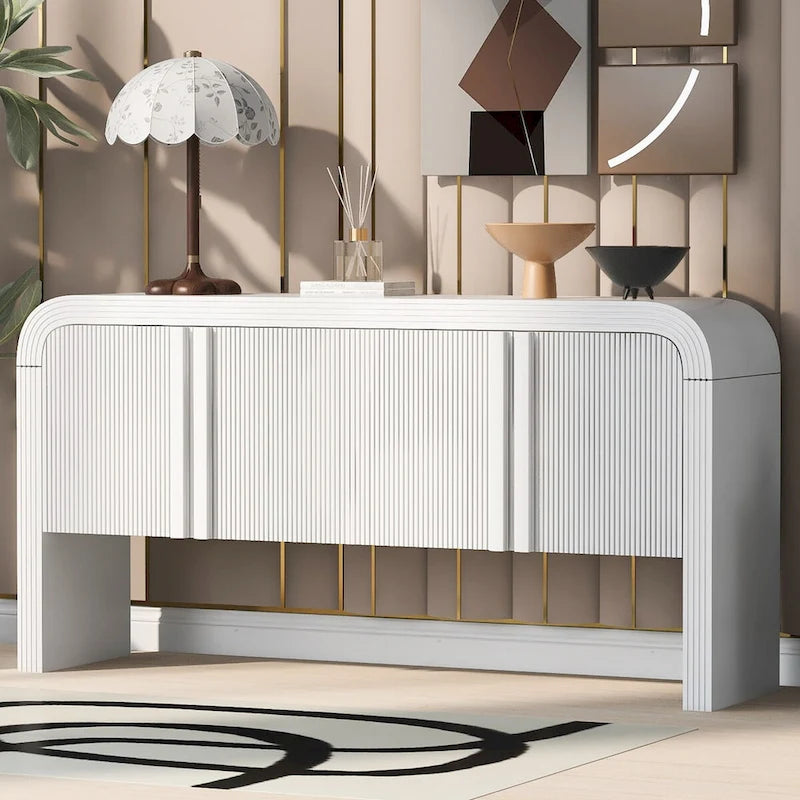 Meuble de rangement moderne à 4 portes en bois pour salon, entrée et couloir