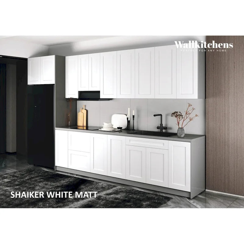 Meuble bas de cuisine blanc mat, 4 m de large - 157 x 24
